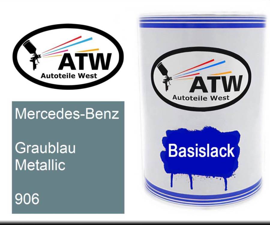 Mercedes-Benz, Graublau Metallic, 906: 500ml Lackdose, von ATW Autoteile West.